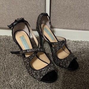 Betsy Johnson Black Heels with Sparkling Accents